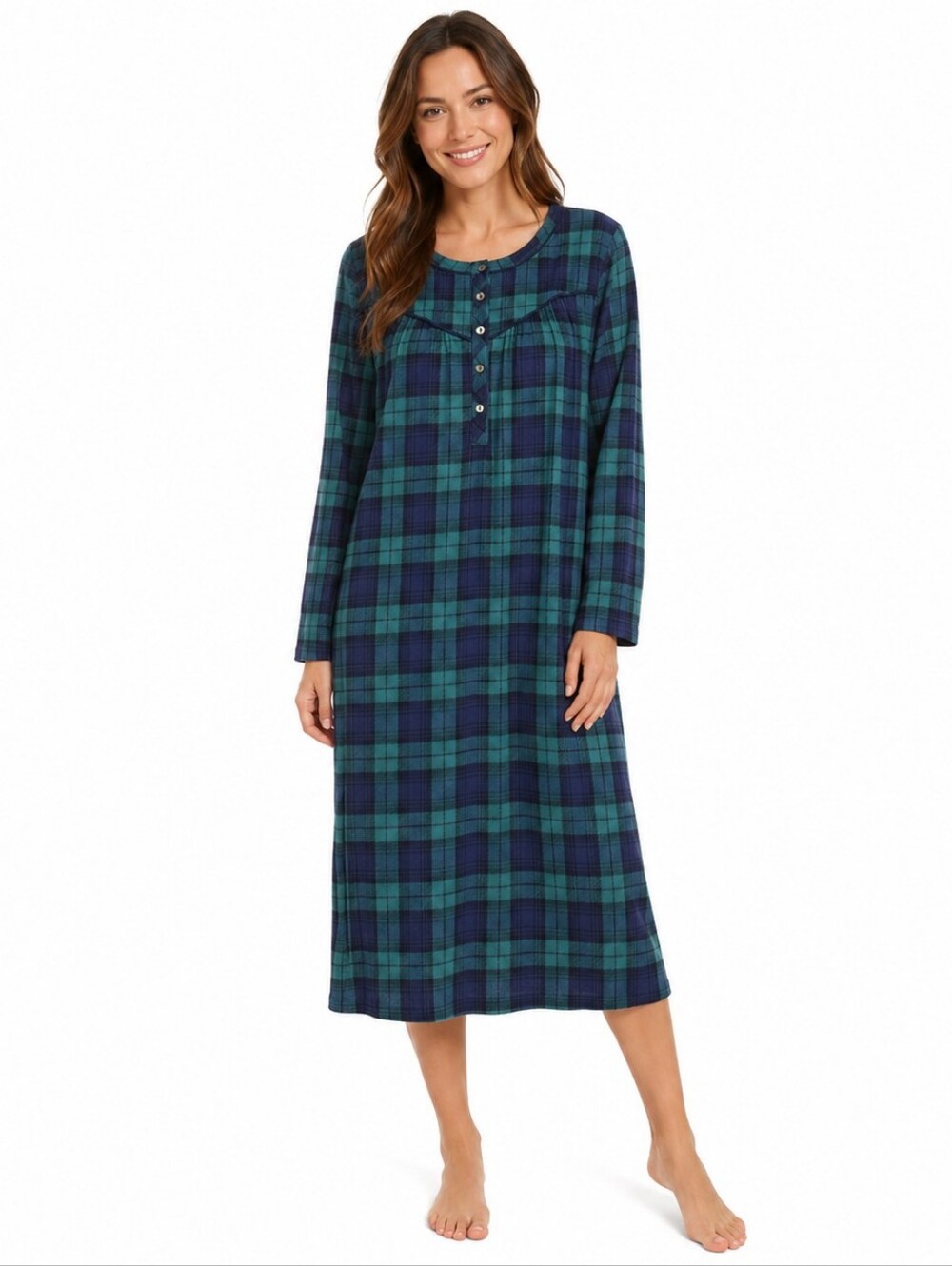 Aria Collection Stretch Velour Plaid Sleepwear Gown XL